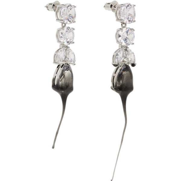  오토링거 Ottolinger Silver & Black Diamond Tear Dip Earrings 241016F022003