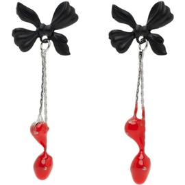 오토링거 Ottolinger Silver & Black Dipped Ribbon Earrings 241016F022013