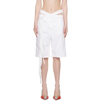 오토링거 Ottolinger White Asymmetrical Denim Shorts 231016F088004