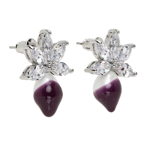  오토링거 Ottolinger Silver & Purple Crystal Earrings 231016F022007