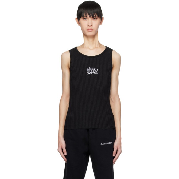  PLACES+FACES Black Embroidered Tank Top 232914M214000