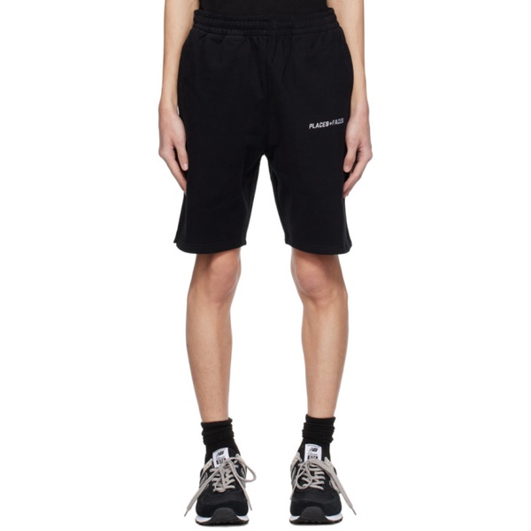  PLACES+FACES Black Embroidered Shorts 232914M193001