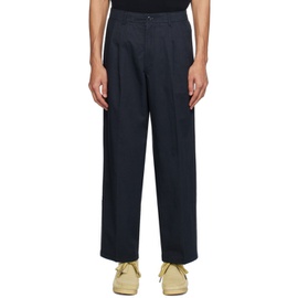 POTTERY Navy Two Pleated Trousers 241028M191004