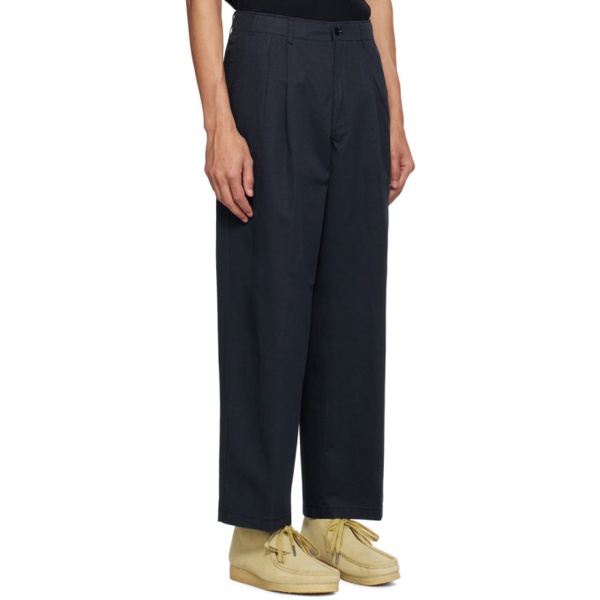  POTTERY Navy Two Pleated Trousers 241028M191004