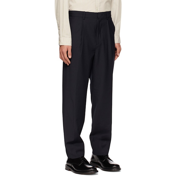  POTTERY Navy One Pleated Trousers 231028M190000