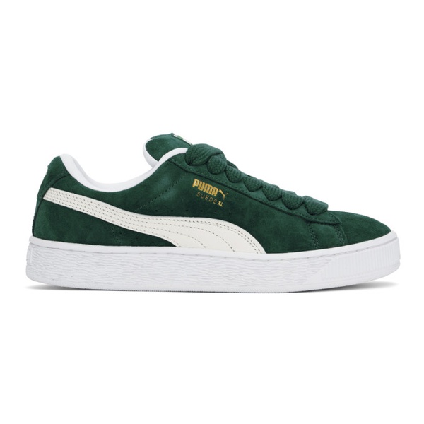  PUMA Green & White Suede XL Sneakers 242010M237021