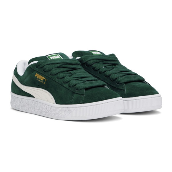  PUMA Green & White Suede XL Sneakers 242010M237021
