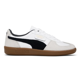 PUMA White & Gray Palermo Leather Sneakers 242010M237029