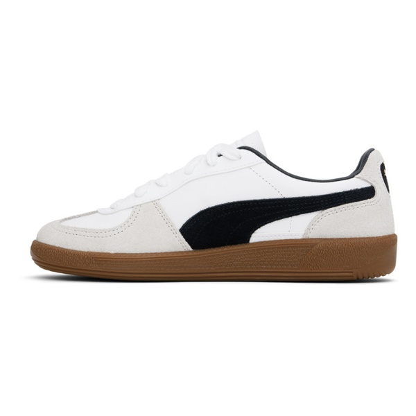  PUMA White & Gray Palermo Leather Sneakers 242010M237029