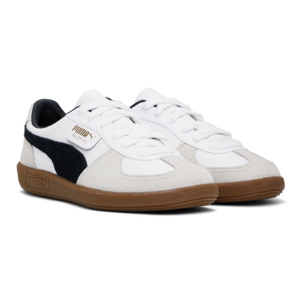  PUMA White & Gray Palermo Leather Sneakers 242010M237029