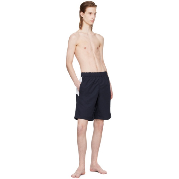  팜엔젤스 Palm Angels Navy Printed Swim Shorts 241695M208001