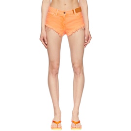 팜엔젤스 Palm Angels Orange Frayed Denim Shorts 221695F088019