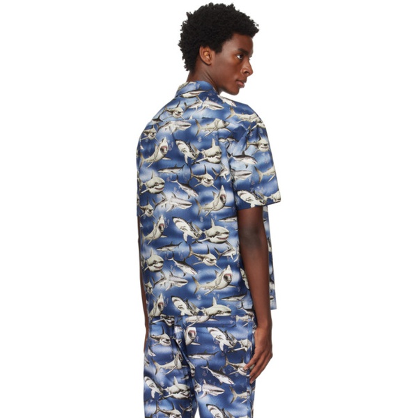  팜엔젤스 Palm Angels Blue Shark Shirt 231695M192006
