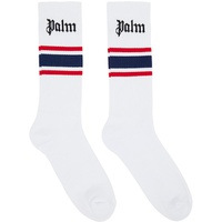 팜엔젤스 Palm Angels White Classic Logo Striped Socks 242695M220008