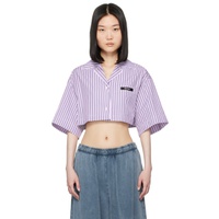 팜엔젤스 Palm Angels Purple & White Striped Shirt 242695F109003