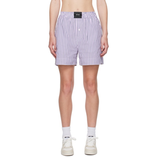  팜엔젤스 Palm Angels Purple & White Striped Shorts 242695F088004