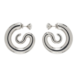 판코네시 Panconesi Silver Diamond Serpent Hoop Earrings 241340F022008