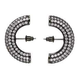 판코네시 Panconesi Gunmetal Half Moon Crystal Hoop Earrings 241340F022001