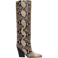 Paris Texas Beige & Black Printed Python Jane Boots 241616F115013