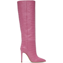 Paris Texas Pink Croc Stiletto Boots 231616F115017