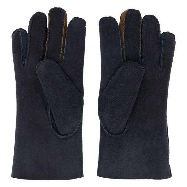  폴스미스 Paul Smith Navy Pinched Seam Shearling Gloves 232260M135005