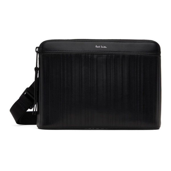  폴스미스 Paul Smith Black Leather Shadow Stripe Musette Pouch 241260M171007