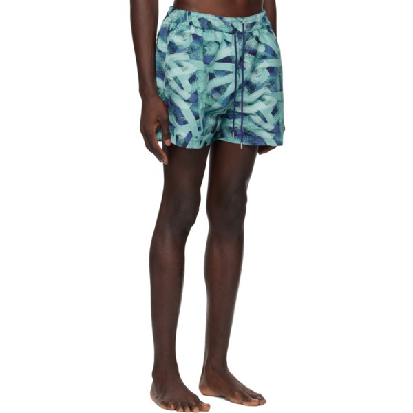  폴스미스 Paul Smith Blue Short Brush Stroke Swim Shorts 241260M208005