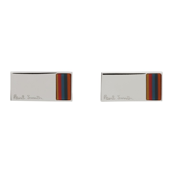  폴스미스 Paul Smith Silver Bright Stripe Cuff Links 241260M143011