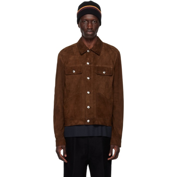  폴스미스 Paul Smith Brown Trucker Suede Jacket 231260M181001