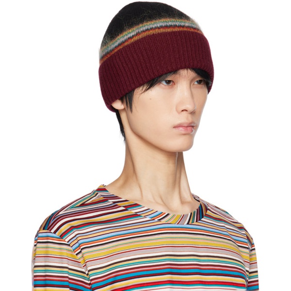  폴스미스 Paul Smith Black Signature Stripe Beanie 232260M138006