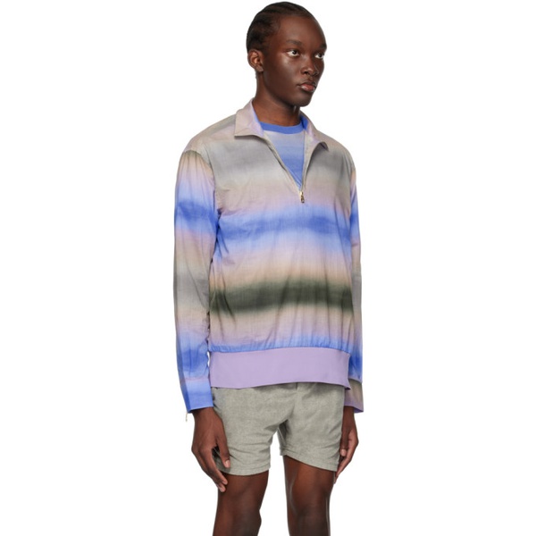  폴스미스 Paul Smith Blue & Brown Half-Zip Sweater 231260M192025