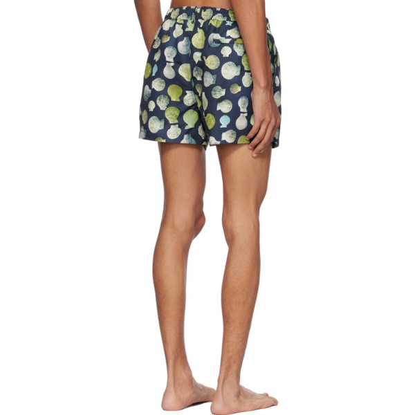  폴스미스 Paul Smith Navy & Green Shell Swim Shorts 232260M208001