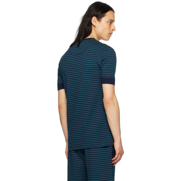  폴스미스 Paul Smith Blue & Black Striped T-Shirt 231260M213020
