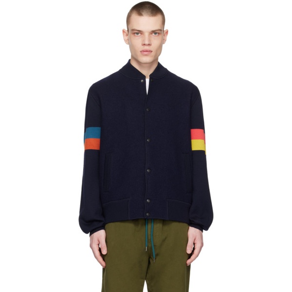  폴스미스 Paul Smith Navy Artist Stripe Bomber Jacket 231260M175003