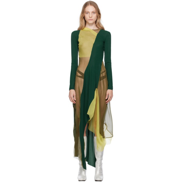  Paula Canovas Del Vas Yellow & Green Paneled Midi Dress 232427F054000