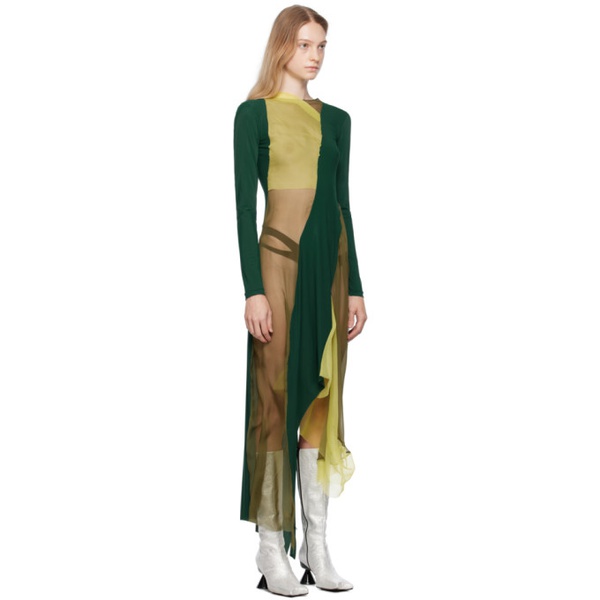  Paula Canovas Del Vas Yellow & Green Paneled Midi Dress 232427F054000