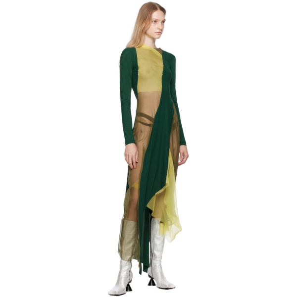  Paula Canovas Del Vas Yellow & Green Paneled Midi Dress 232427F054000