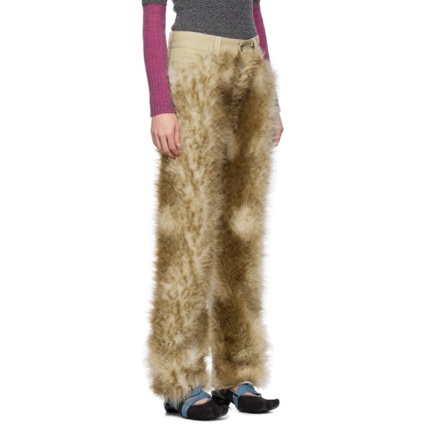  Paula Canovas Del Vas SSENSE Exclusive Beige Faux-Fur Jeans 232427F069000