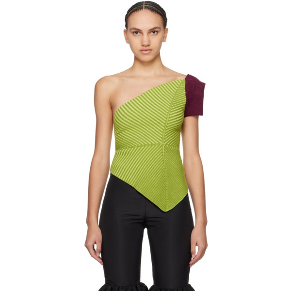  Paula Canovas Del Vas Green Asymmetric Diamond Tank Top 241427F111009