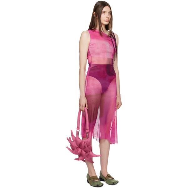  Paula Canovas Del Vas Pink Cutout Midi Dress 231427F054000