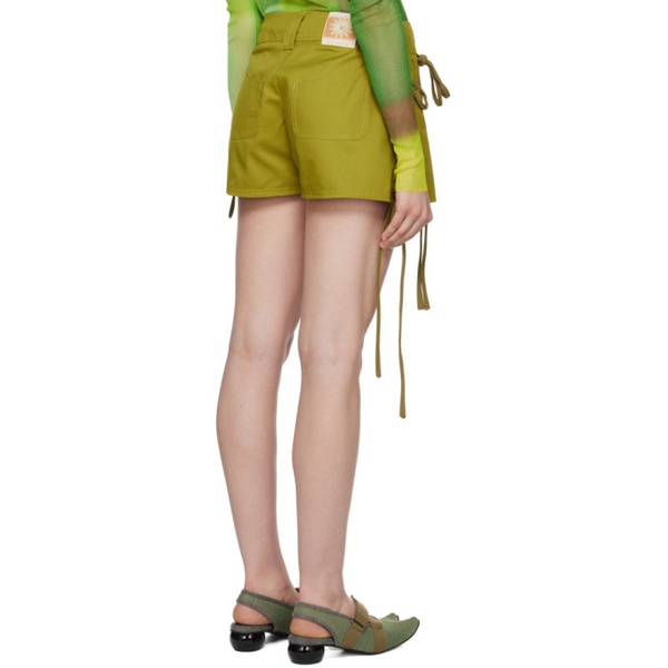  Paula Canovas Del Vas Green Wrap Shorts 231427F090010