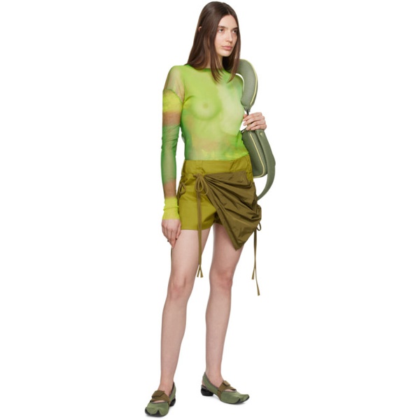  Paula Canovas Del Vas Green Wrap Shorts 231427F090010