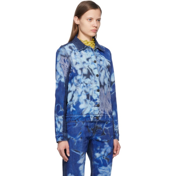  Paula Canovas Del Vas Blue Printed Denim Jacket 221427F060001