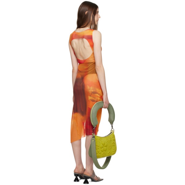  Paula Canovas Del Vas Orange Cutout Midi Dress 231427F054001