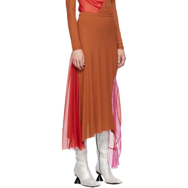  Paula Canovas Del Vas Pink & Tan Paneled Midi Skirt 232427F092005