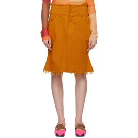 Paula Canovas Del Vas Orange Paneled Denim Miniskirt 231427F092006