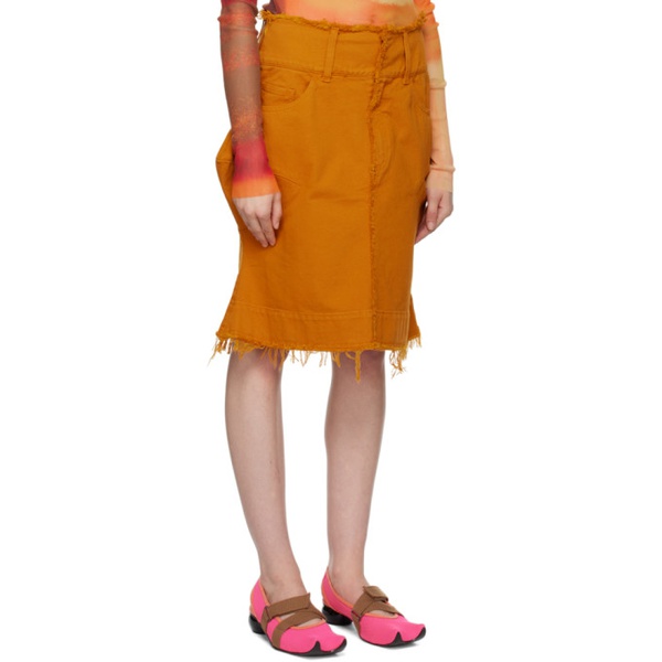  Paula Canovas Del Vas Orange Paneled Denim Miniskirt 231427F092006