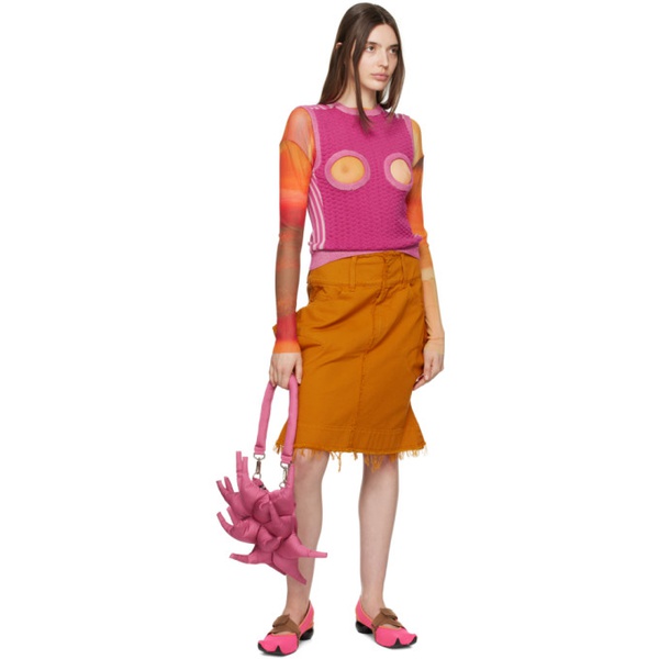  Paula Canovas Del Vas Orange Paneled Denim Miniskirt 231427F092006