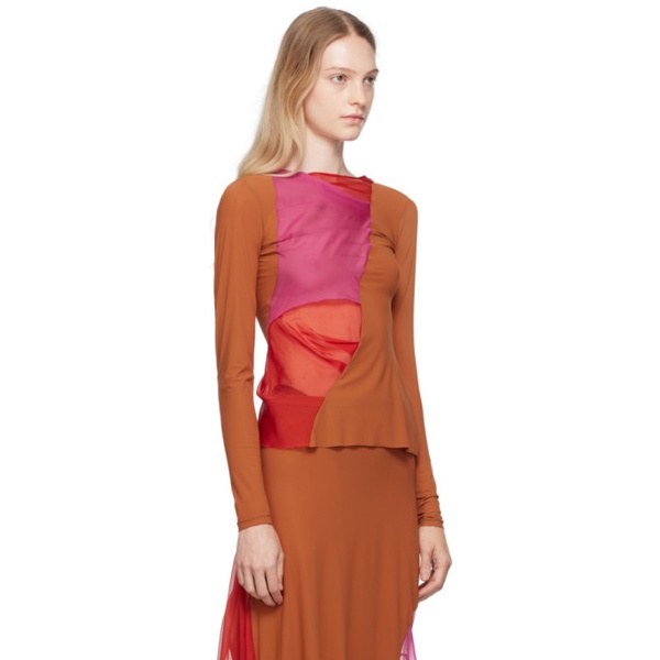  Paula Canovas Del Vas Pink & Tan Paneled Long Sleeve T-Shirt 232427F110007