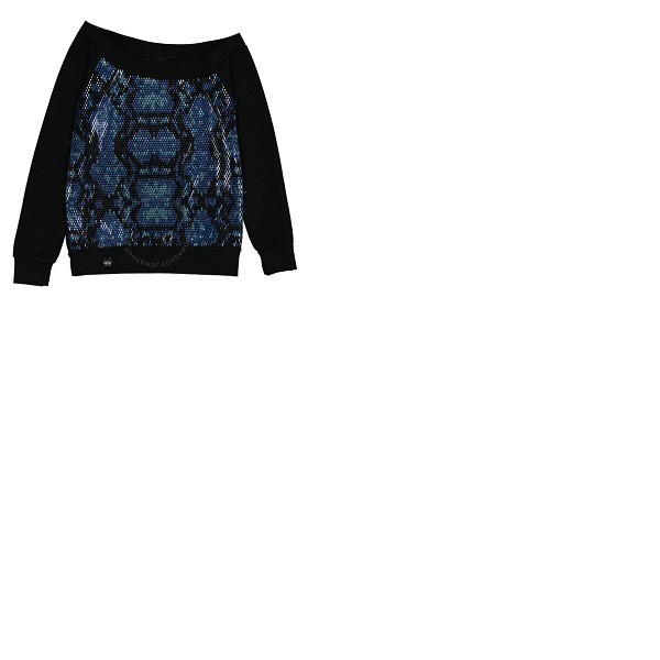  Philipp Plein Ladies Black/Multi Crystal Cotton Jersey Sweatshirt F17CWJO0057PJO002N02